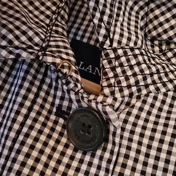 Lands End Black and White Checker Raincoat - Picture 2 of 8